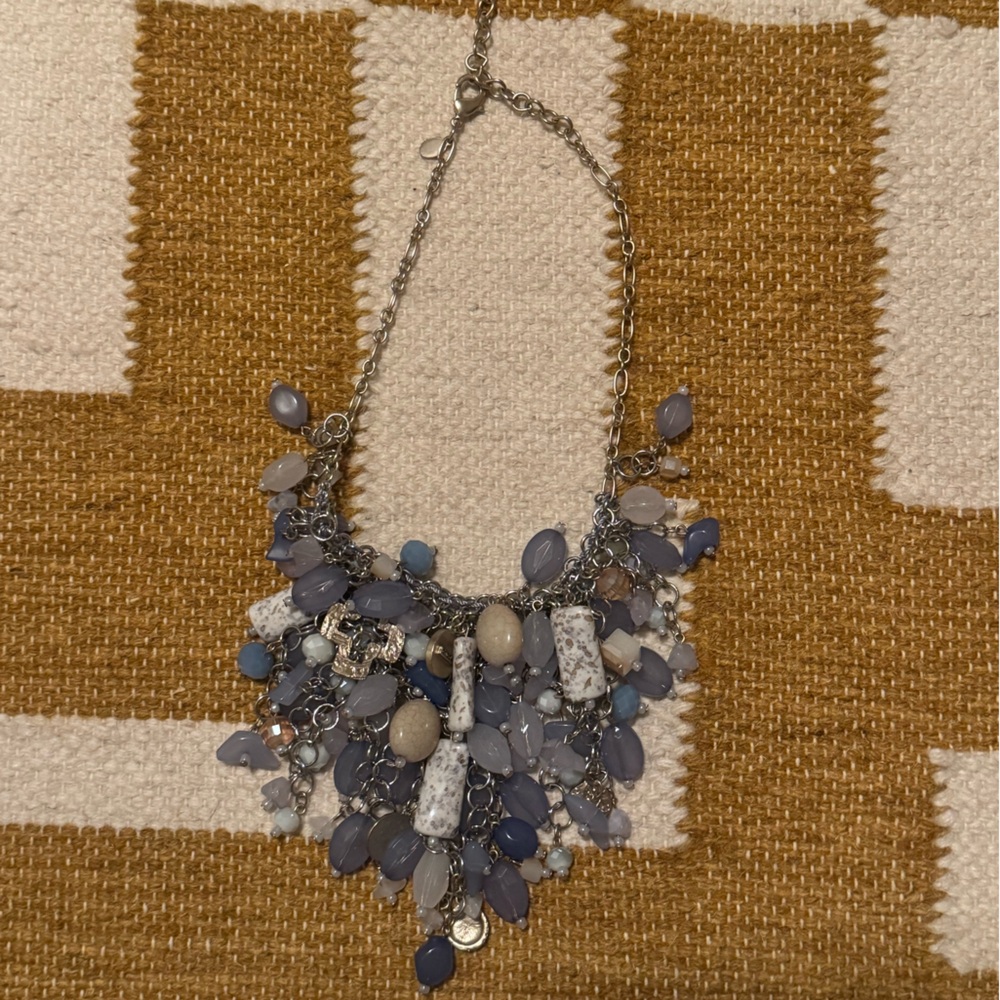 Chico's Silver and Blue Statement Necklace